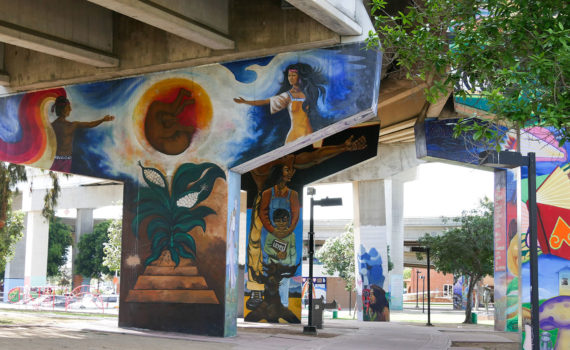 Chicano Park paintings under bridge