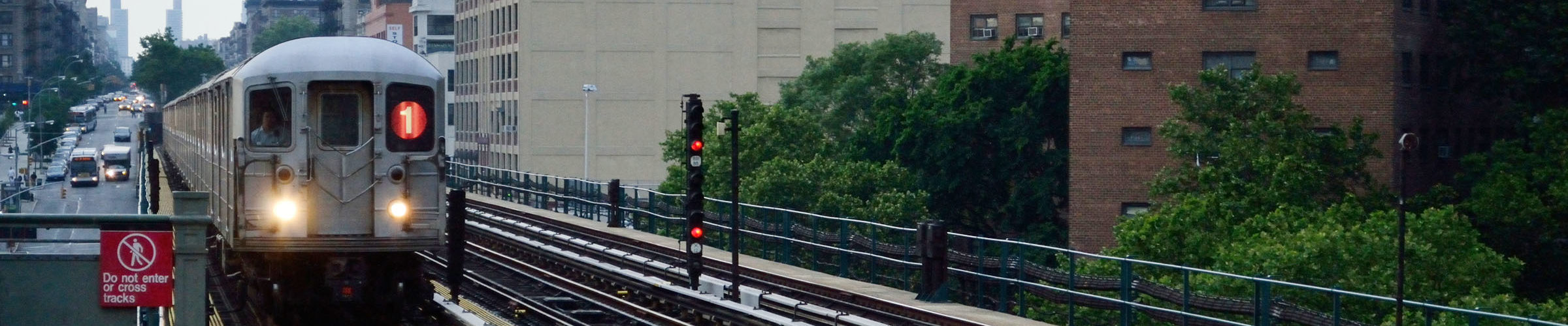 subway next to apartment buildings